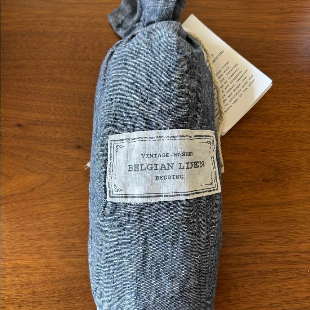 NWT RESTORATION HARDWARE Belgian Linen Vtg Washed 2 Standard Pillow Cases Indigo